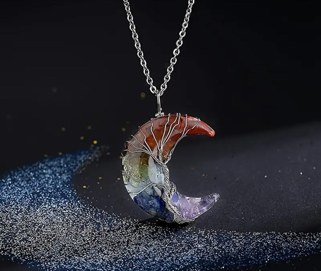Crystal Wire Moon Necklace