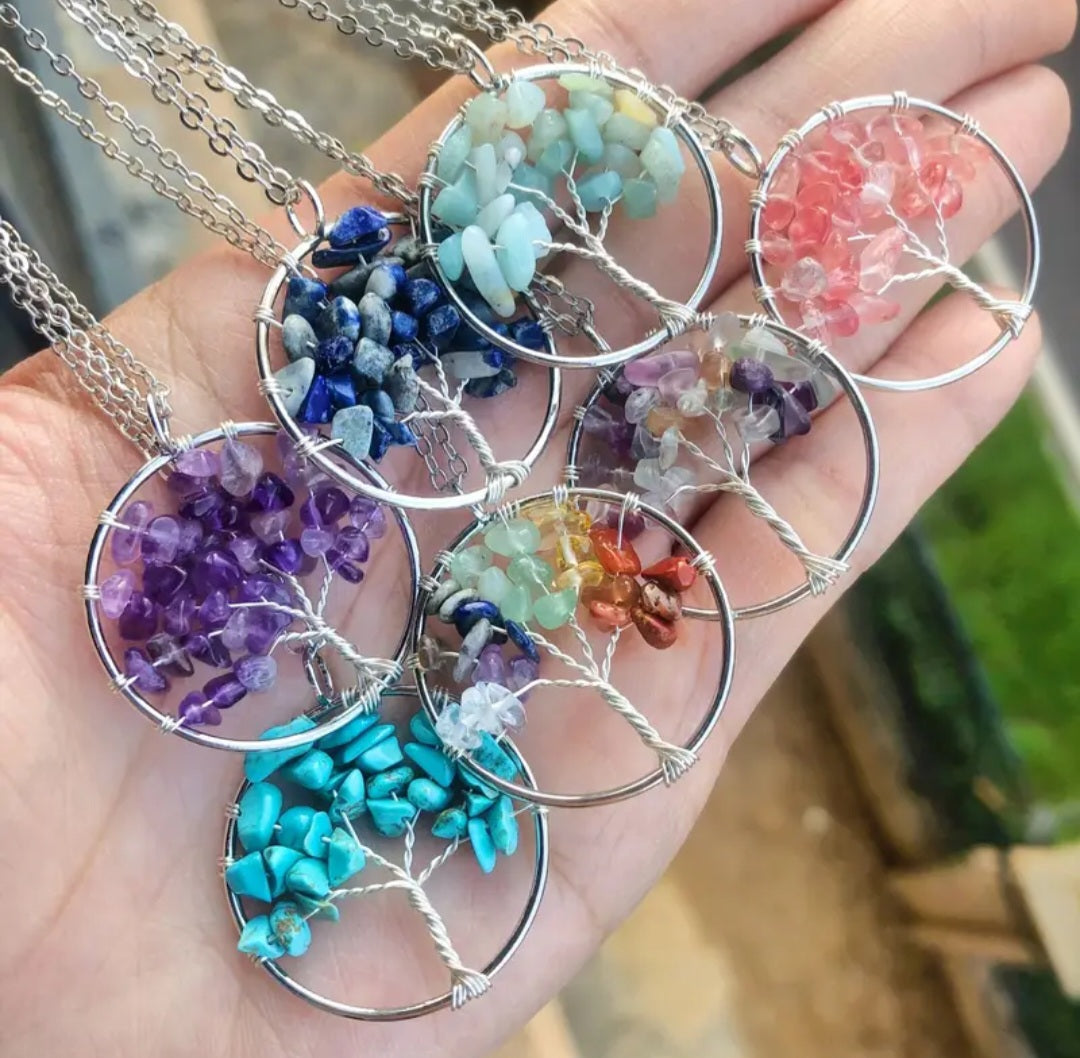 Cyrstal Wire Tree of life Necklace