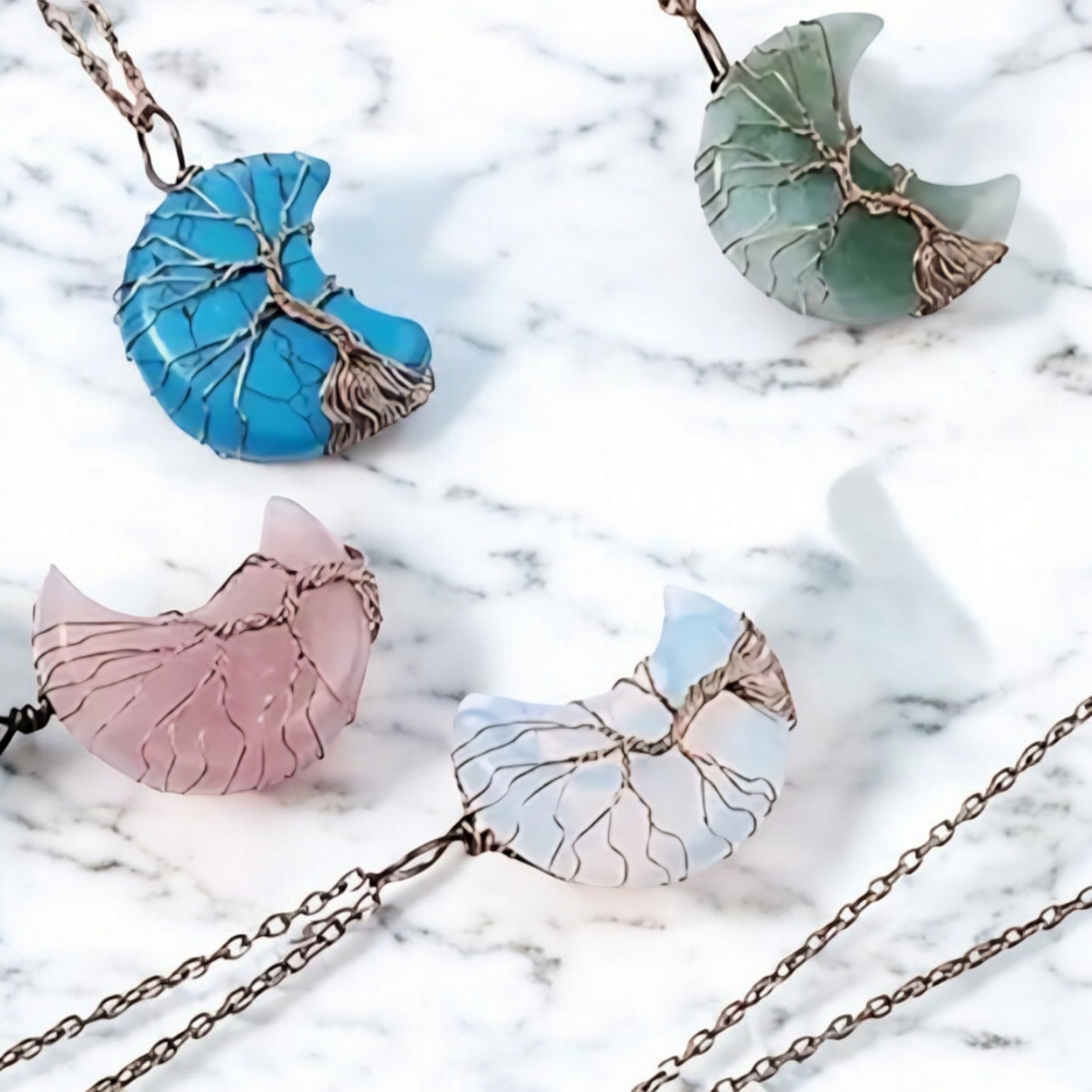 Crystal Wire Moon Necklace