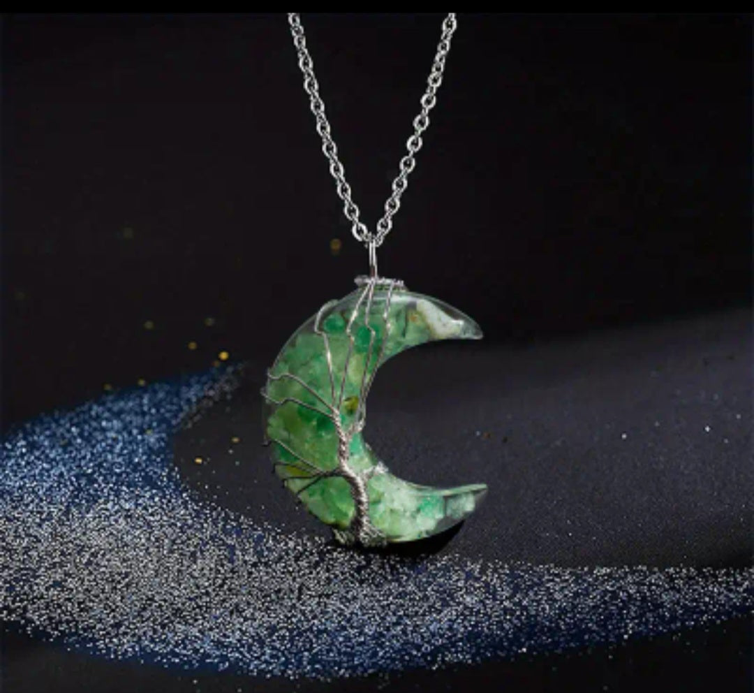 Crystal Wire Moon Necklace